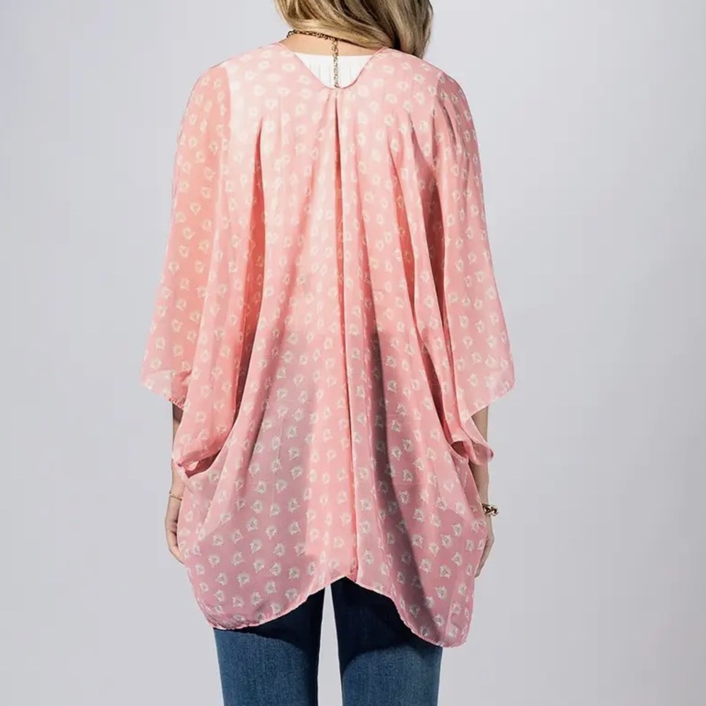 1054. Chic Peony Ditsy Blossom Sheer Kimono - Picture 4 of 5
